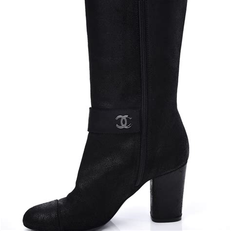 chanel suede thigh high boots|knee high chanel boots.